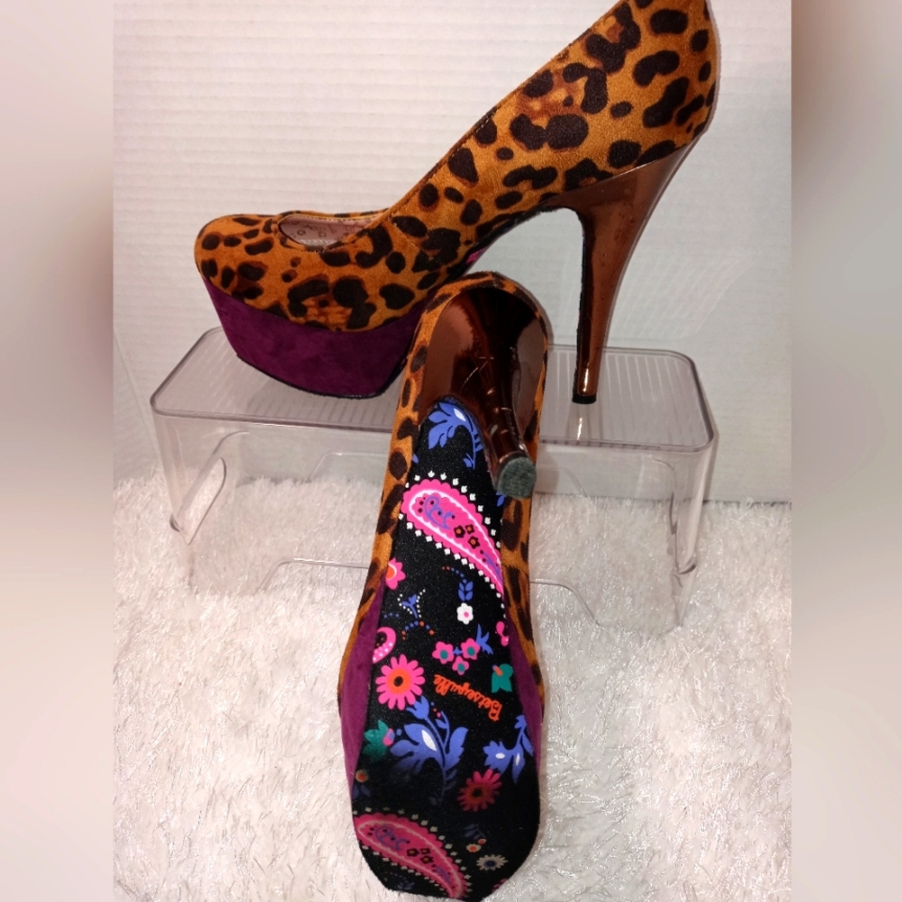 BetseyVille leopard pump with purple platform
